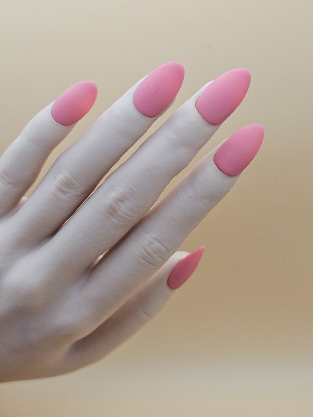 Press-On Nails Set 10pc Matte Pink Almond Coral Pink Size Large Short Solid Set